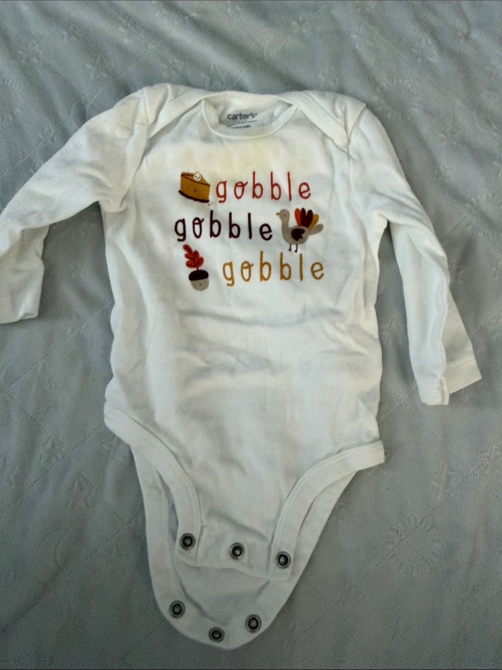 Baby thanksgiving'Gobble Gobble' top with Brown Plaid Shirt3-6 months - Picture 7 of 8